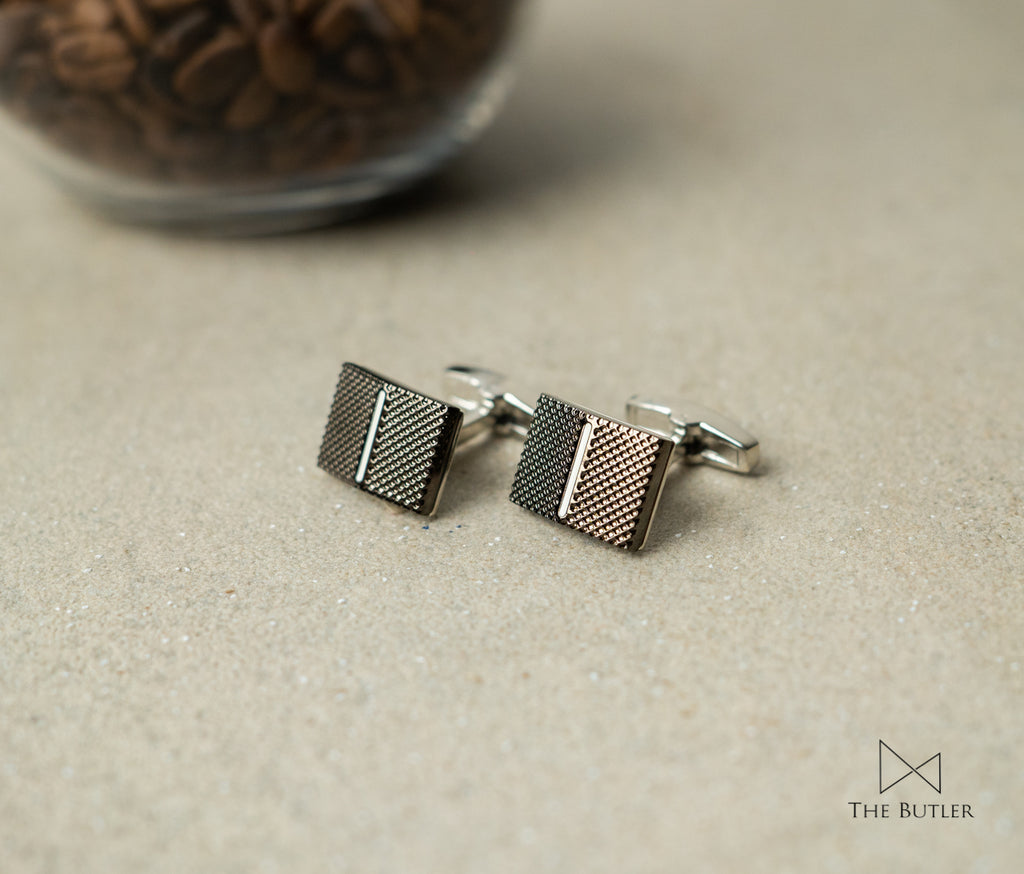 Benedict Black Textured Cufflink The Butler