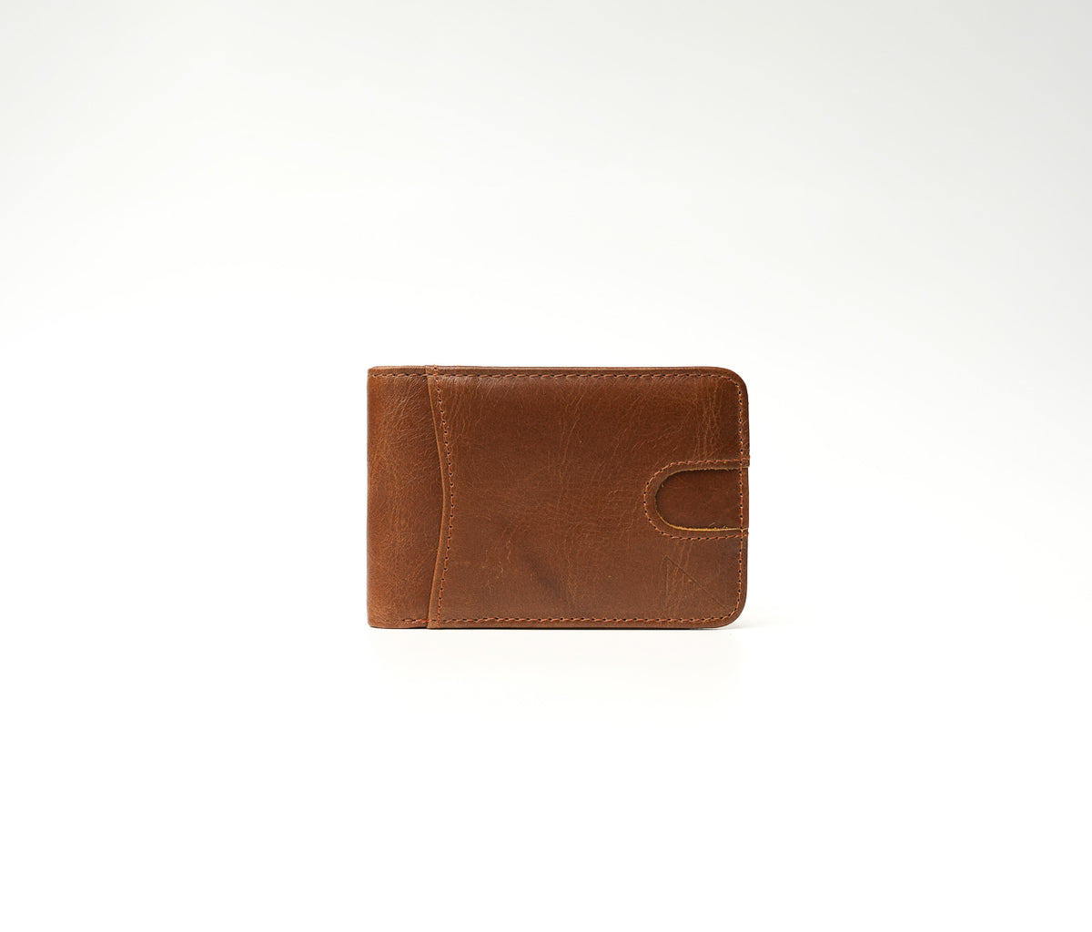 Freeman vintage brown full-grain leather wallet with microfiber lining, 5 card slots, 1 cash compartment, and 1 transparent ID window (7.5 × 11 cm)