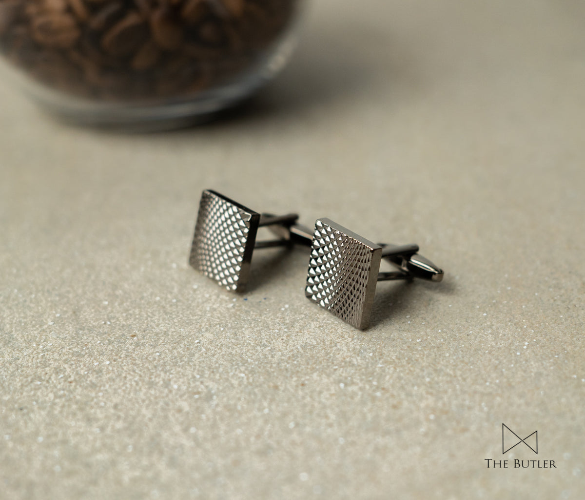 Alistair Black Square Embossed Cufflinks
