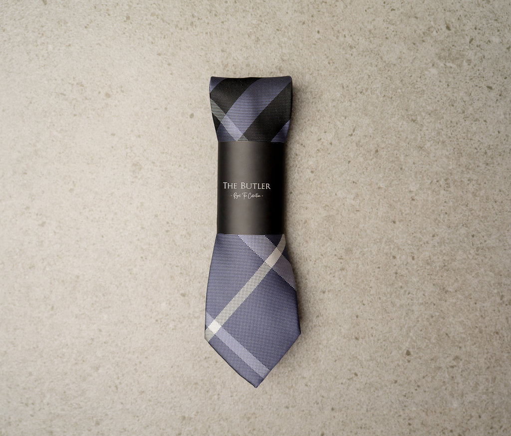 Augustin Gunmetal Slate Blue Plaid Tie – The Butler