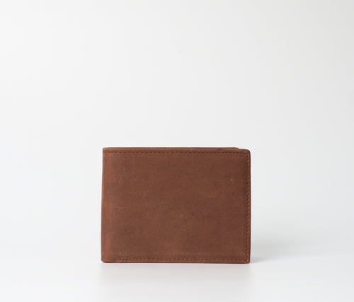 The Butler Sri Lanka Parakrama Brown Bifold Wallet - Brown Crazy Horse Leather with 8 Card Slots and 2 Cash Compartments.