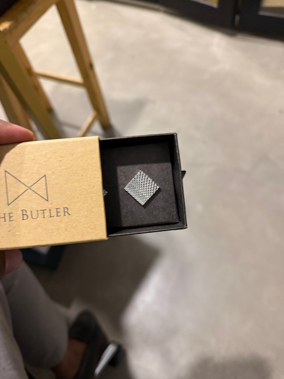 Beaufort – Textured Diamond-Pattern Square Silver Cufflinks