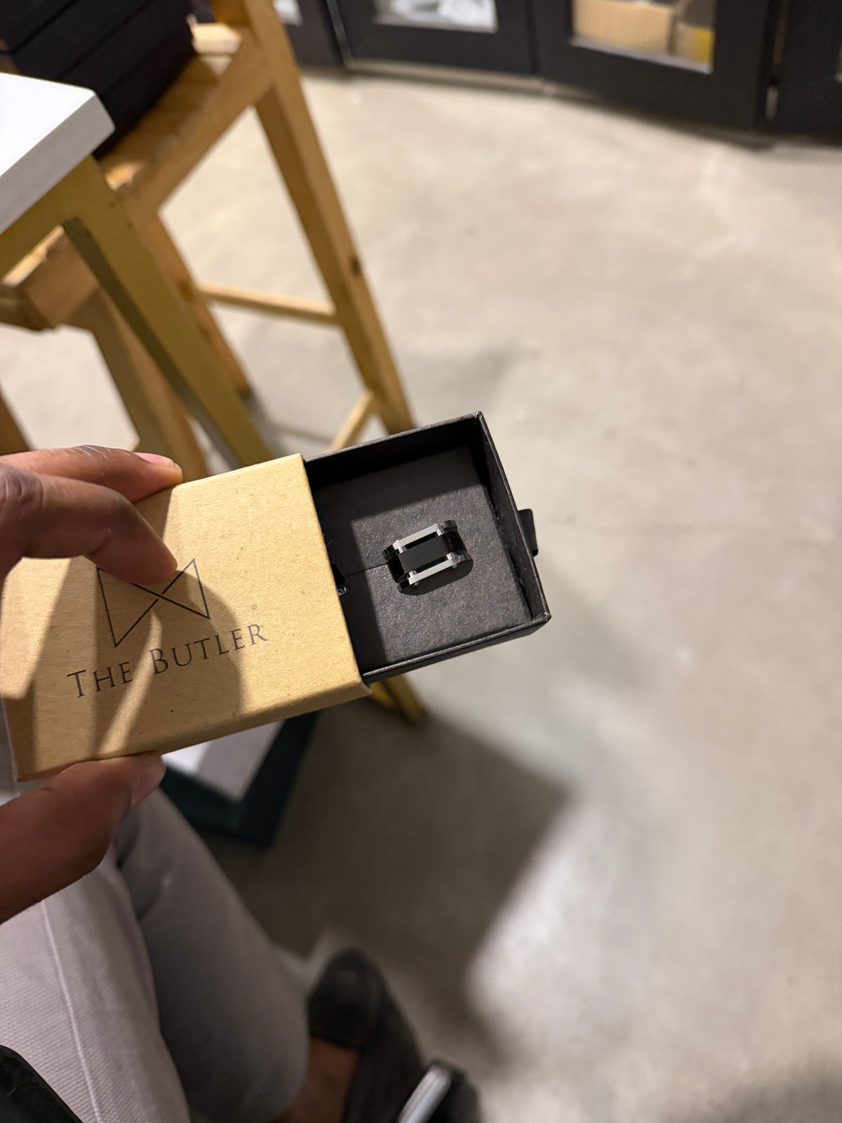 Delaunay – Two-Tone Black and Silver Rectangular Cufflinks