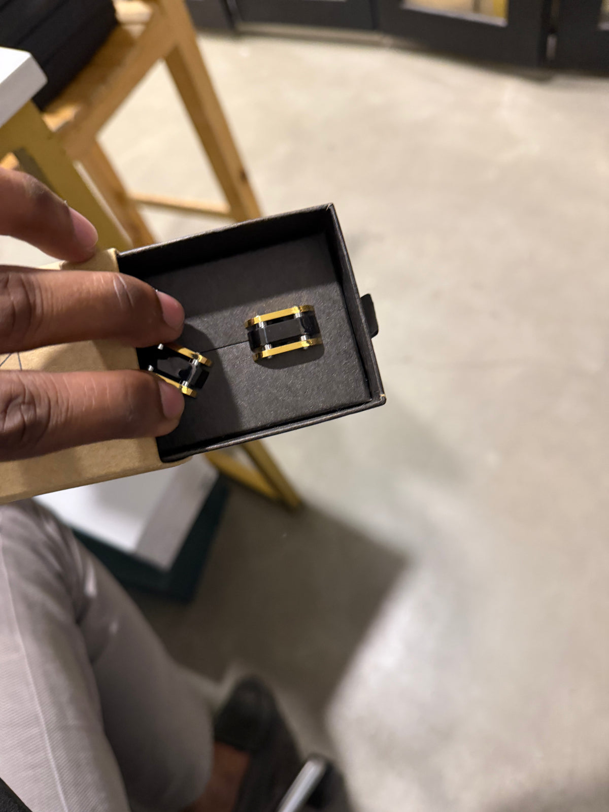 Fontaine – Two-Tone Black and Gold Rectangular Cufflinks