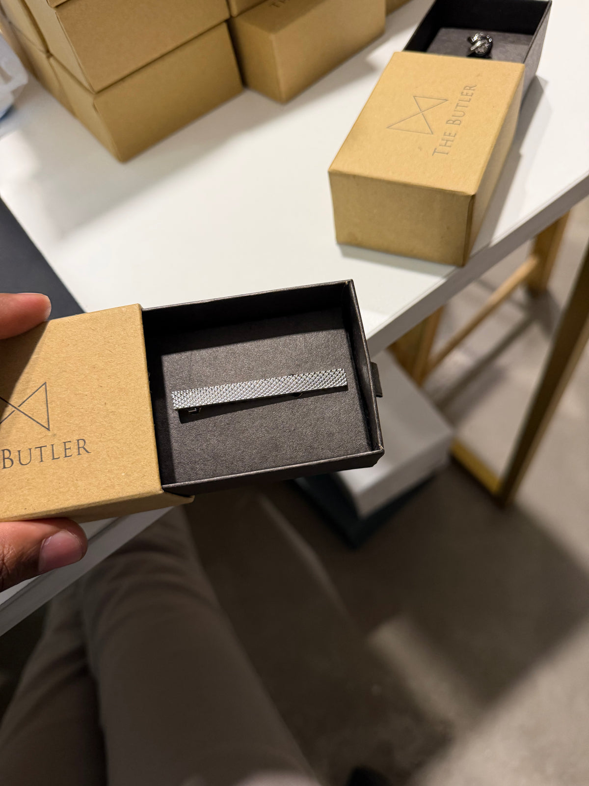 Saint Laurent – Textured Diamond-Pattern Silver Minimalist Tie Clip